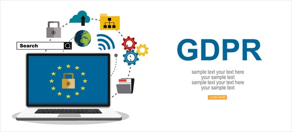 Gdpr Web Banner Simply Vector Illustration — 스톡 벡터