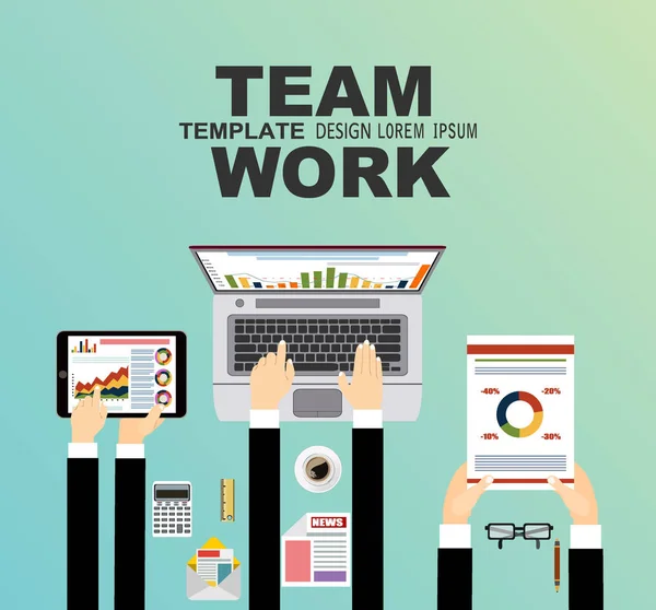 Concepts Web Banner Team Work Strategy Planing Vector Illustration — Stock Vector