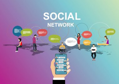 Sosyal ağ web pankartı, basitçe vektör illüstrasyonuName  