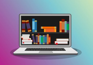 online kütüphane afişi, basitçe vektör illüstrasyonuName  