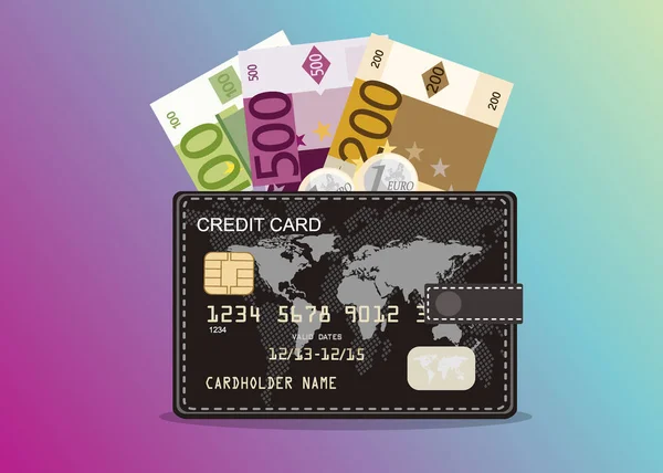 Bannière Web Des Billets Banque Euros Cartes Illustration Vectorielle Simple — Image vectorielle