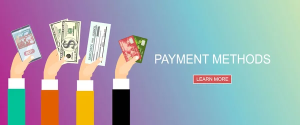 Payments Methods Web Banner Simply Vector Illustration — 스톡 벡터