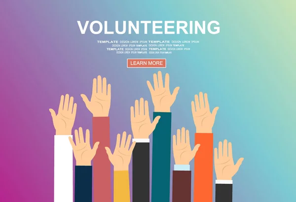 Voluntariado Banner Web Simplemente Vector Ilustración — Archivo Imágenes Vectoriales