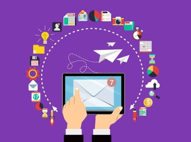 Web pankartı postalanıyor, basitçe vektör illüstrasyonu  