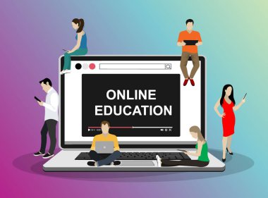 çevrimiçi eğitim web pankartı, basitçe vektör illüstrasyonu 