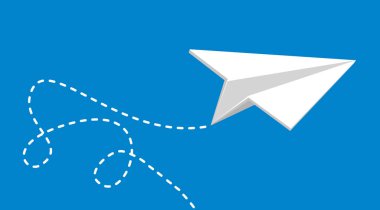 kağıt uçak web pankartı, basitçe vektör illüstrasyonu  