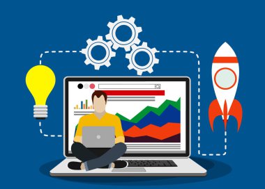 veri analizi web pankartı, basitçe vektör illüstrasyonu 