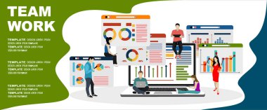 takım çalışması web pankartı, vektör illüstrasyonu modern tasarım