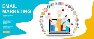 e-posta pazarlama web afişi, vektör illüstrasyonu modern tasarım
