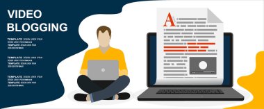 video bloglama web afişi, vektör illüstrasyonu modern tasarım