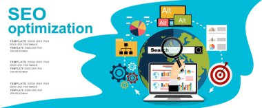 seo optimizasyon web pankartı, vektör illüstrasyonu modern tasarım