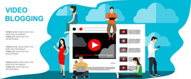 video bloglama web afişi, vektör illüstrasyonu modern tasarım