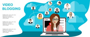 video bloglama web afişi, vektör illüstrasyonu modern tasarım
