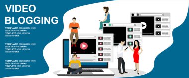 video bloglama web afişi, vektör illüstrasyonu modern tasarım