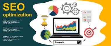 seo optimizasyon web pankartı, vektör illüstrasyonu modern tasarım