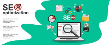 seo optimizasyon bayrağı, basitçe vektör illüstrasyonu 