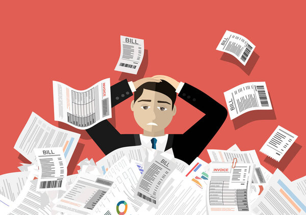 paper work web banner, simply vector illustration 