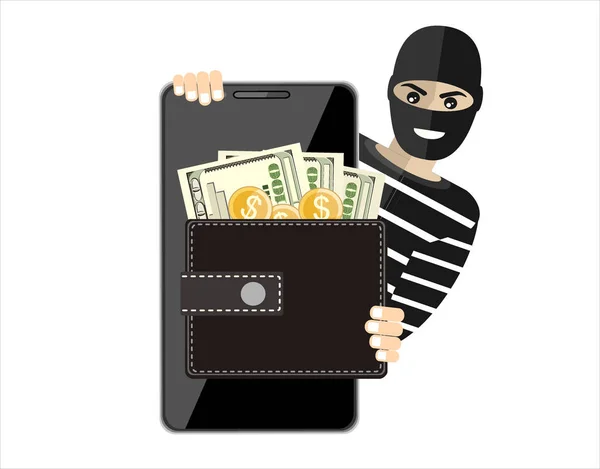 Online Gestolen Geld Webbanner Gewoon Vector Illustratie — Stockvector