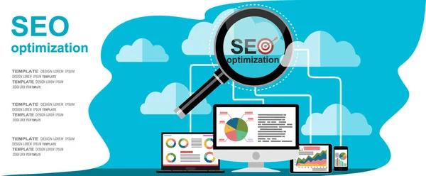 Seo Optimización Banner Web Vector Ilustración Diseño Moderno — Vector de stock