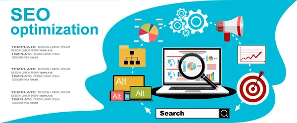 Seo Optimización Banner Web Vector Ilustración Diseño Moderno — Archivo Imágenes Vectoriales