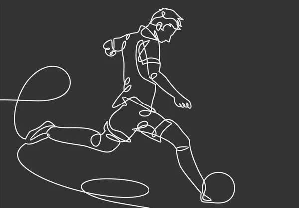 Dessin Continu Une Ligne Joueur Football Illustration Vectorielle Design Moderne — Image vectorielle