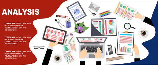 Análise Web Banner Ilustração Vetorial Design Moderno —  Vetores de Stock