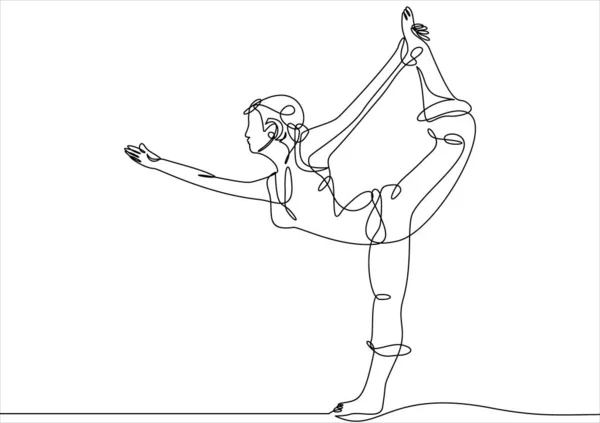 Ljuddämpning Ballerinadansare Kontinuerlig Enradig Ritning — Stock vektor