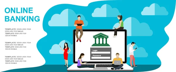 Online Bank Banner Helt Enkelt Vektor Illustration — Stock vektor