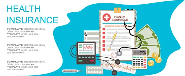 Health Insurance Banner Simply Vector Illustration — ストックベクタ