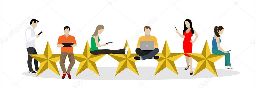 rating stars web banner, simply vector illustration  