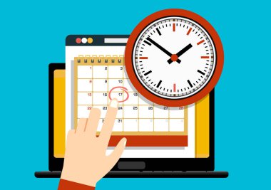 Takvim ve saat, basit vektör illüstrasyonu 