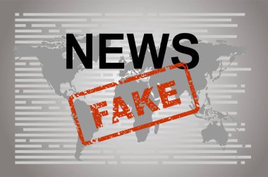 Sahte haber ya da gerçek içeren tasarım illüstrasyonu, vektör illüstrasyon kavramı