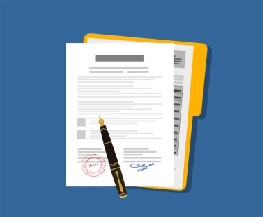 imza ve pul ile sözleşme, vektör illüstrasyon kavramı