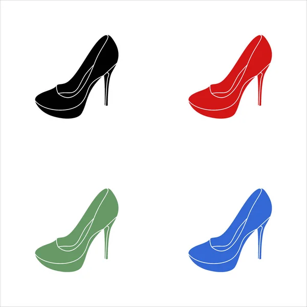 Női Cipők Készlete Egyszerűen Vektor Illusztráció — Stock Vector