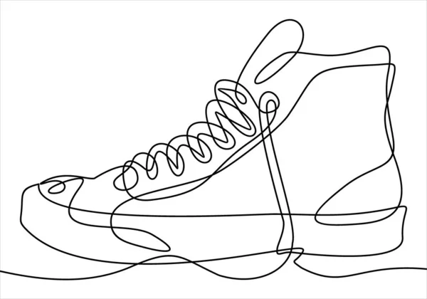 Vector Illustratie Van Continue Één Lijn Tekening Sneakers — Stockvector