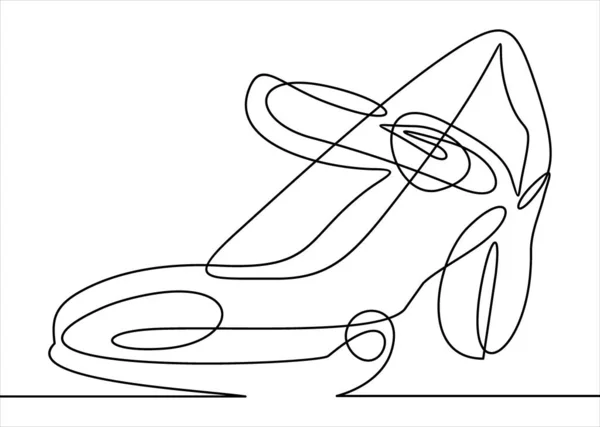 Desenho Linha Contínua Mulheres Sapatos Salto Alto —  Vetores de Stock