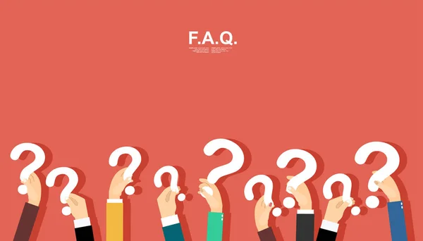 Faq Hands Holding Question Marks Simply Vector Illustration — ストックベクタ