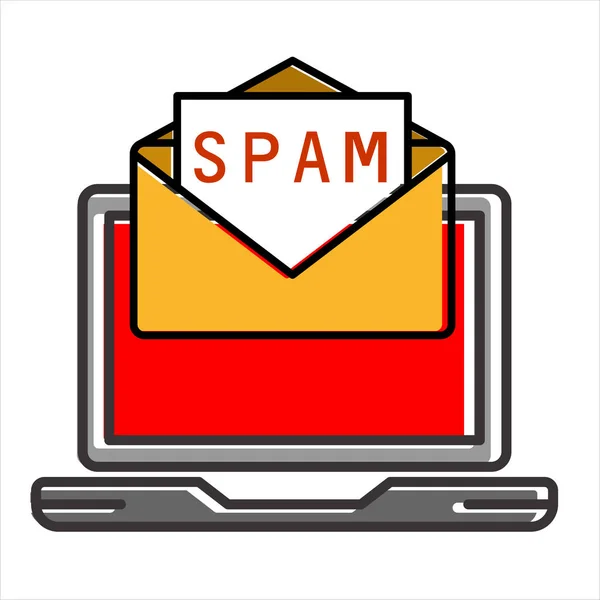 Carta Correo Electrónico Con Vector Spam Icono Simple — Vector de stock