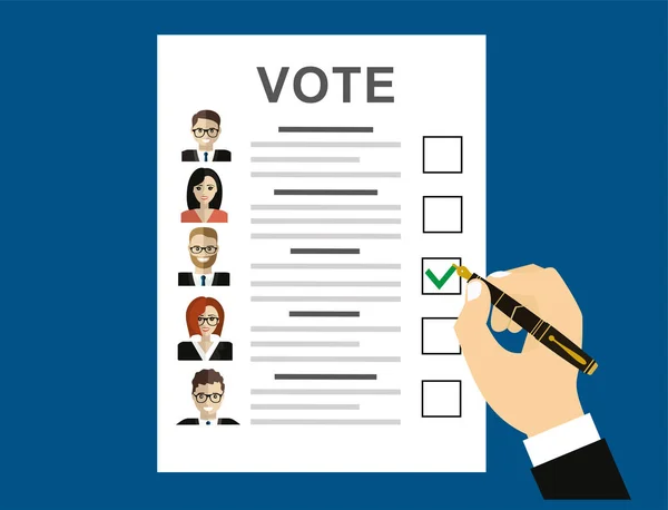 Papír Kandidáty Zákon Volbách Hlasovat Dokument Tvářemi — Stockový vektor