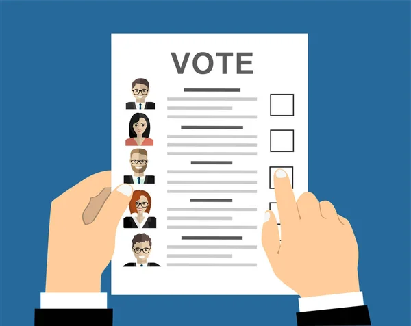 Papel Con Los Candidatos Proyecto Ley Documento Votación Con Caras — Archivo Imágenes Vectoriales