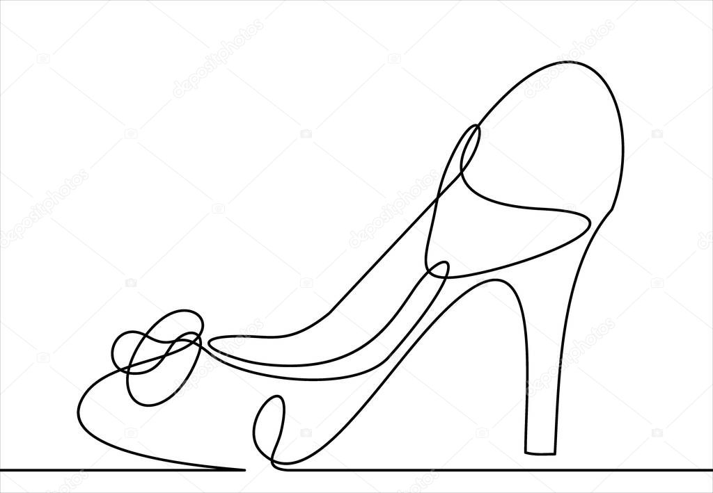 continuous line drawing of women high heel shoes
