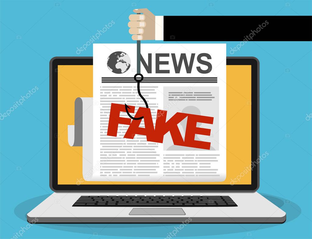design illustration with fake news or fact, vector illustration concept
