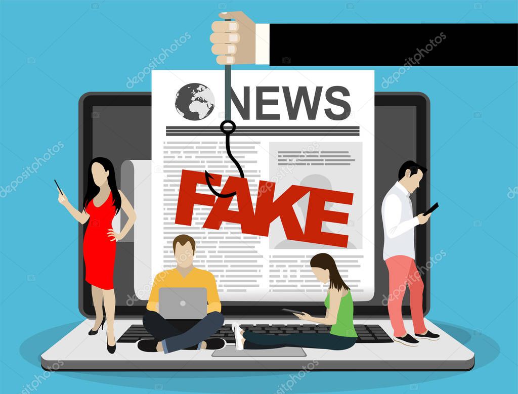 design illustration with fake news or fact, vector illustration concept