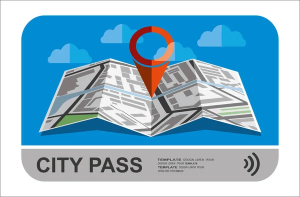 Illustration Vectorielle Style Plat Carte City Pass — Image vectorielle