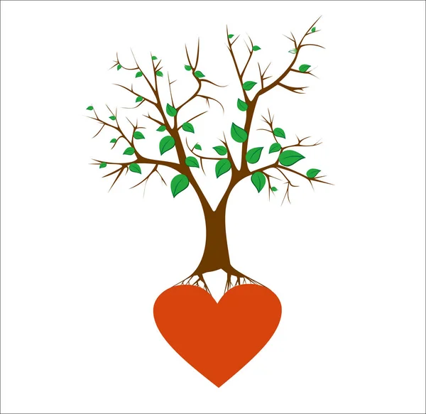 Árbol Con Raíces Corazones Ilustración Vectorial — Archivo Imágenes Vectoriales