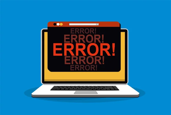 Error Warning Laptop Screen Vector Illustration — Stock Vector