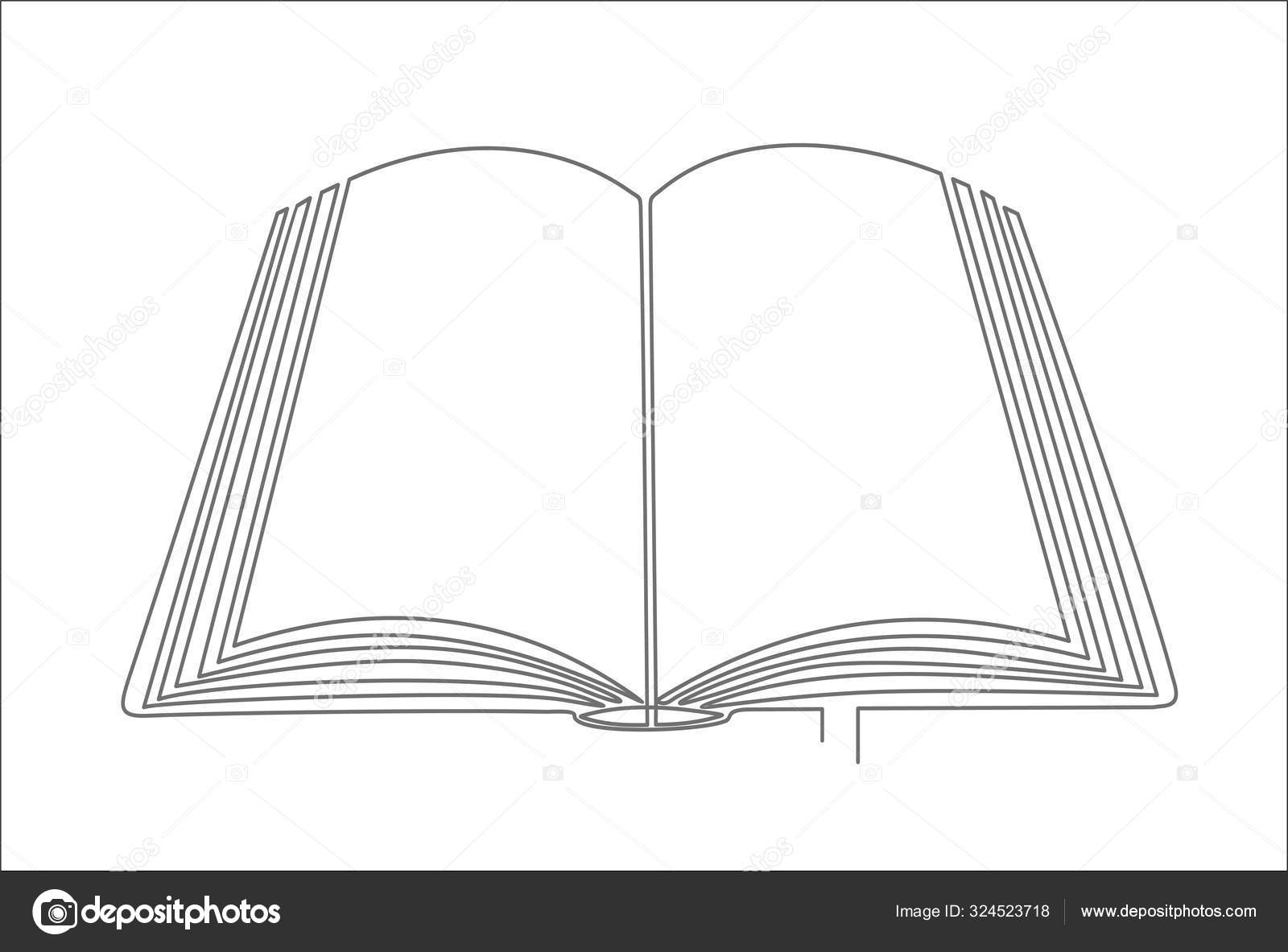 Continuous one line drawing of an open book. Vector illustration