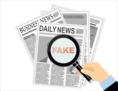 sahte haber veya gerçeği büyüteç vektör çizimi ile tarama 