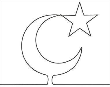 Continuous one line drawing. Vector illustration, Islam symbol