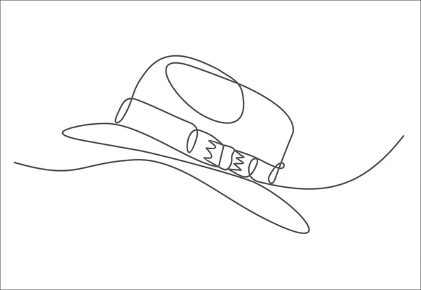 Непрерывный Рисунок Одной Линии Векторная Иллюстрация Стильная Шляпа — стоковый вектор